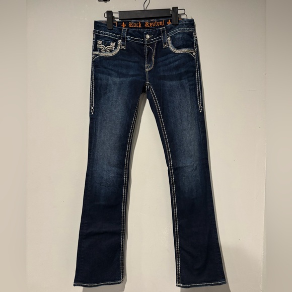 Rock Revival Denim - Boho Chic Western Rock Revival Dark Wash Sherry Boot Cut Y2K Jeans